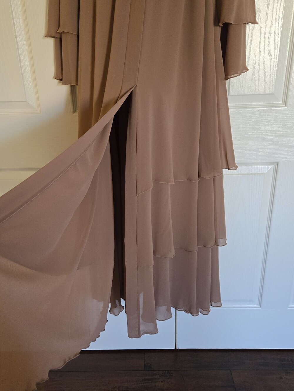 Three Tiered Open Cardigan Abaya With Belt Kaftan Women Maxi Dress - Picture 5 of 12
